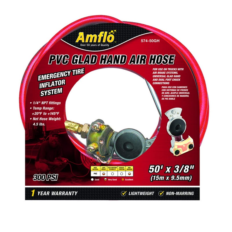 Amflo 574-50GH 3/8" x 50' PVC Glad-Hand Air Hose - Image 2